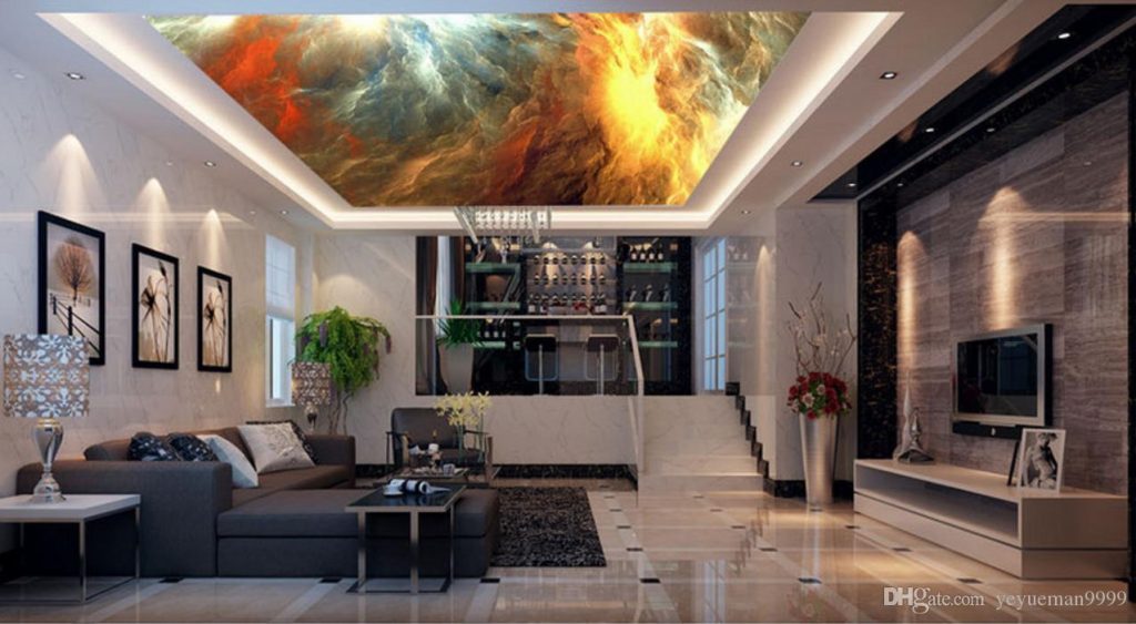 custom-3d-ceiling-wallpapers-for-living-room